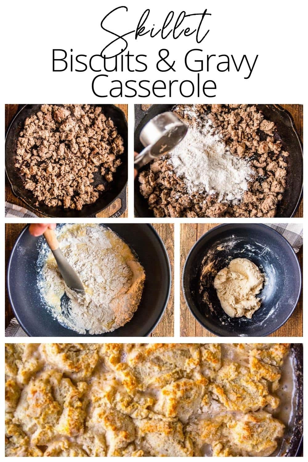Skillet Biscuits and Gravy Casserole - Garnished Plate