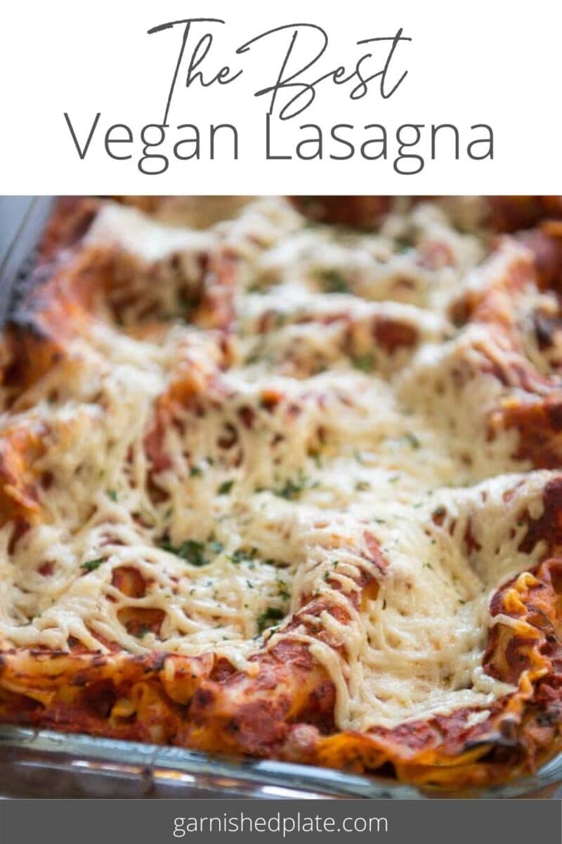 The Best Vegan Lasagna - Garnished Plate