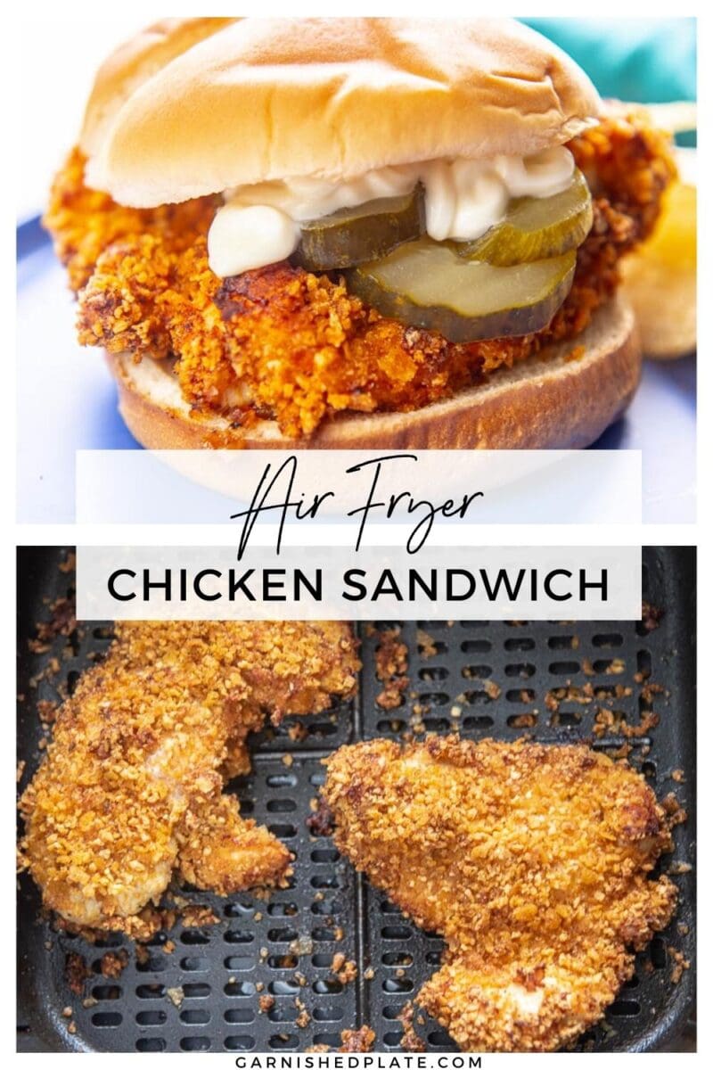 Air Fryer Chicken Sandwich - Garnished Plate