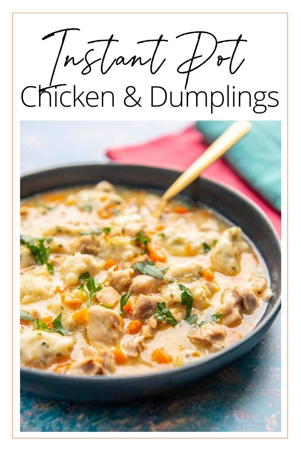 Instant Pot Chicken and Dumplings - Garnished Plate
