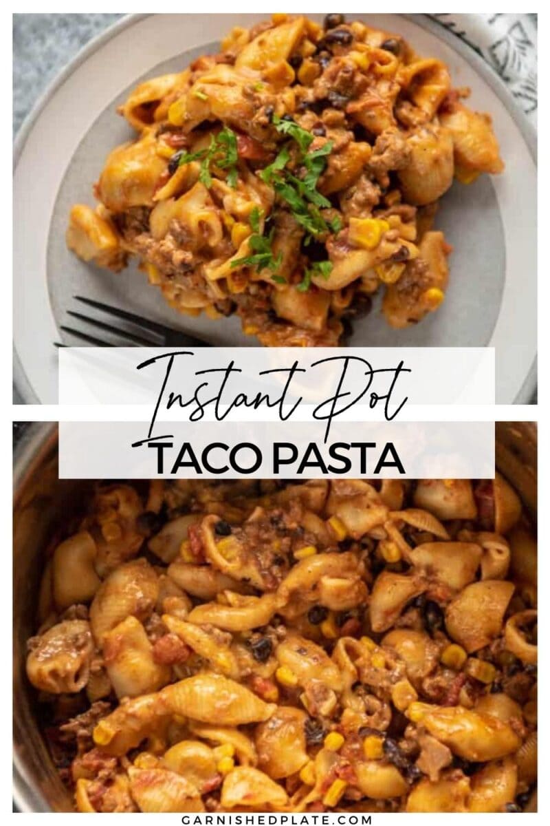 Instant Pot Taco Pasta - Garnished Plate