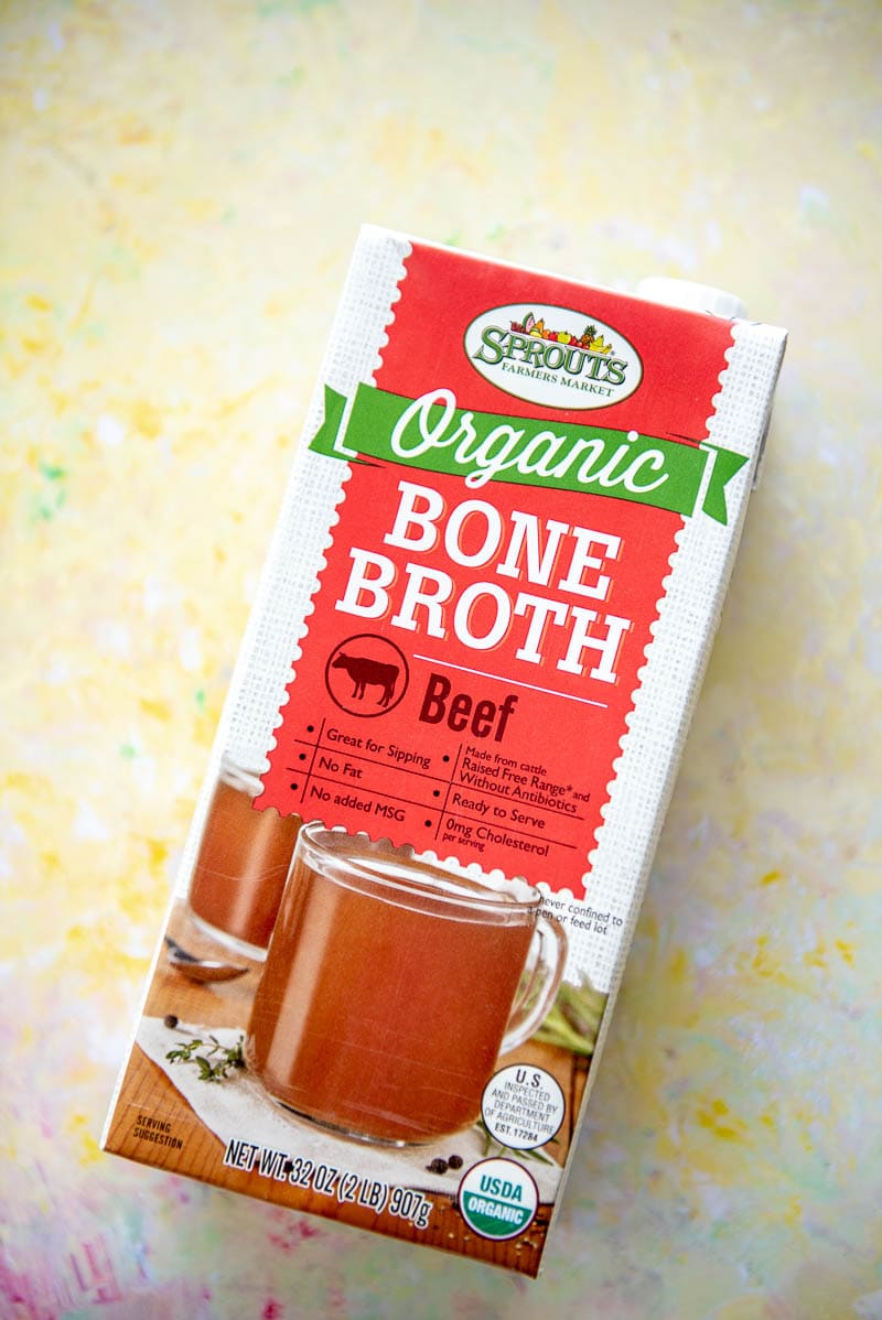 a box of organic beef bone broth