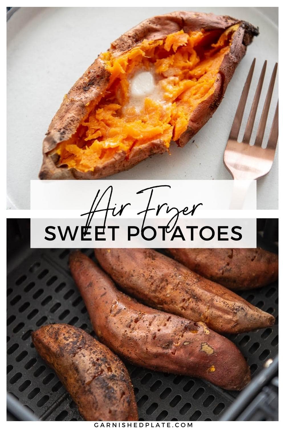 Air Fryer Sweet Potatoes - Garnished Plate