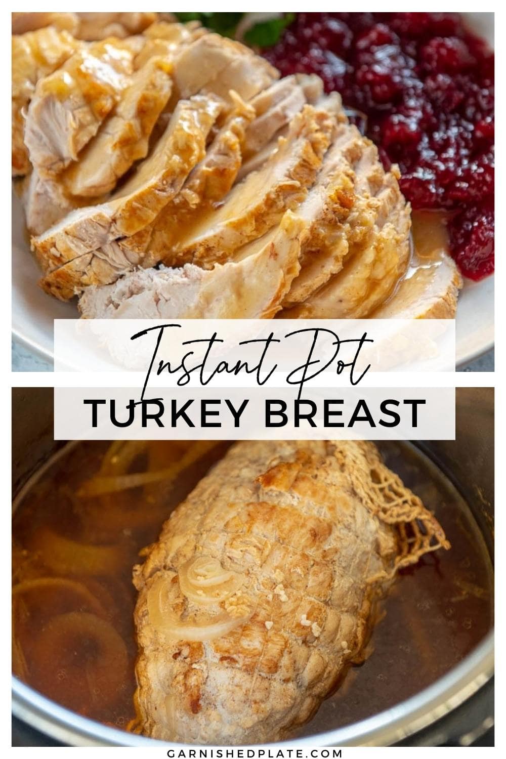 Instant Pot Turkey Breast - Garnished Plate