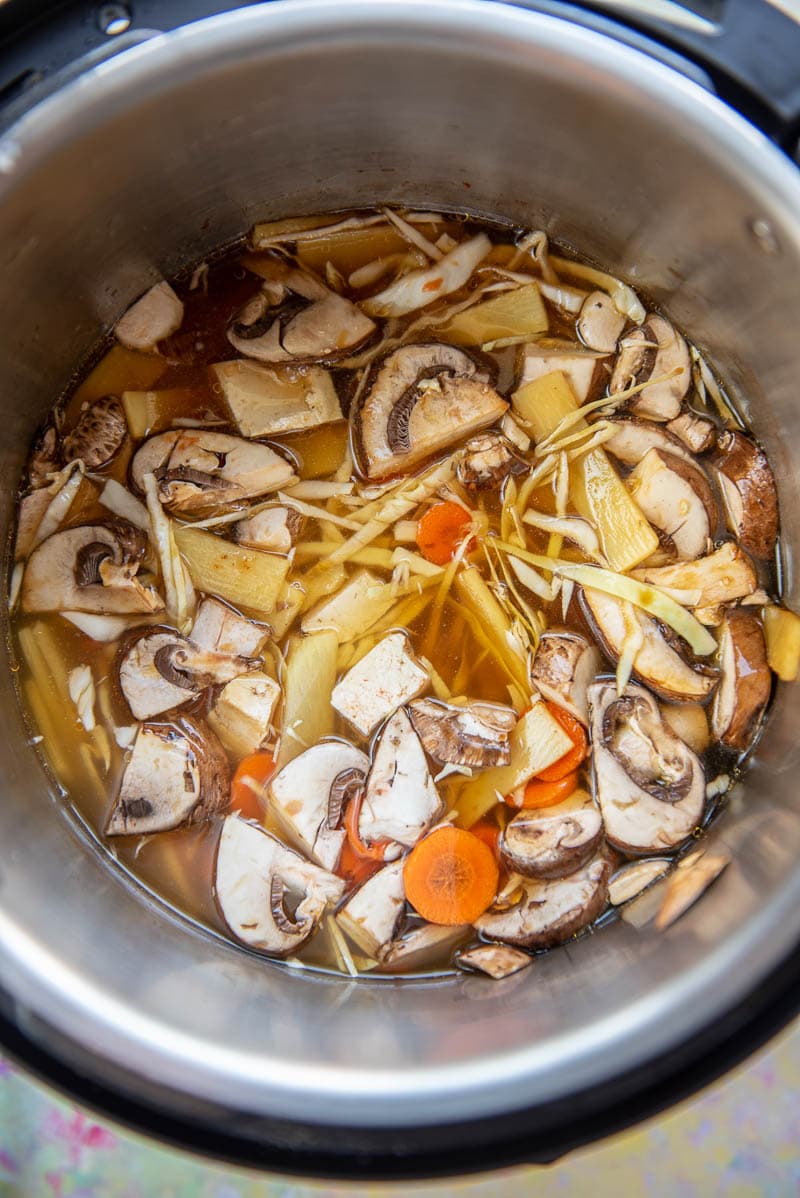 raw ingredients for hot and sour soup in instant pot