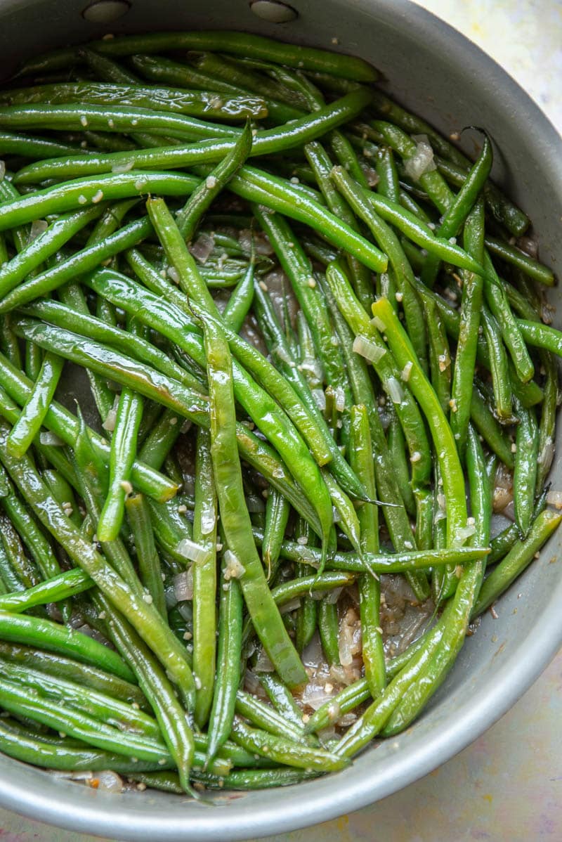 green beans cooked in skillet