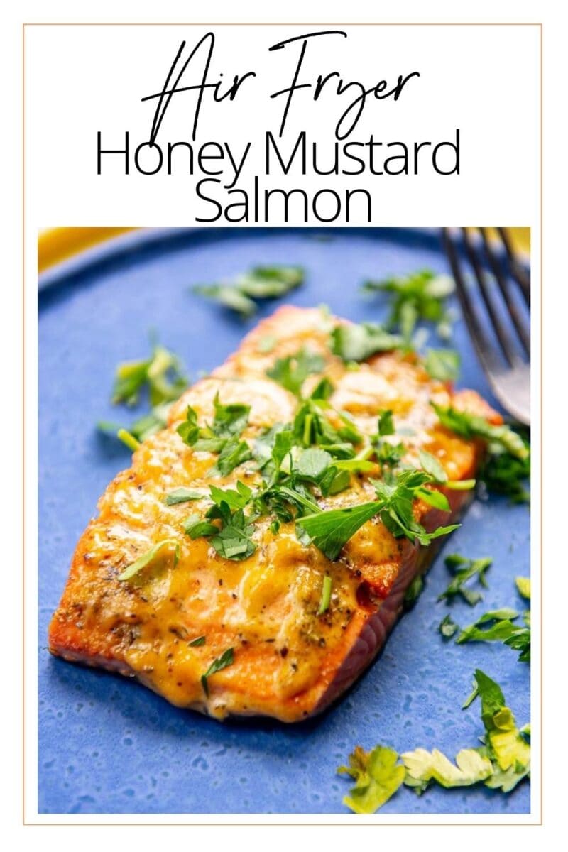 Air Fryer Honey Mustard Salmon - Garnished Plate