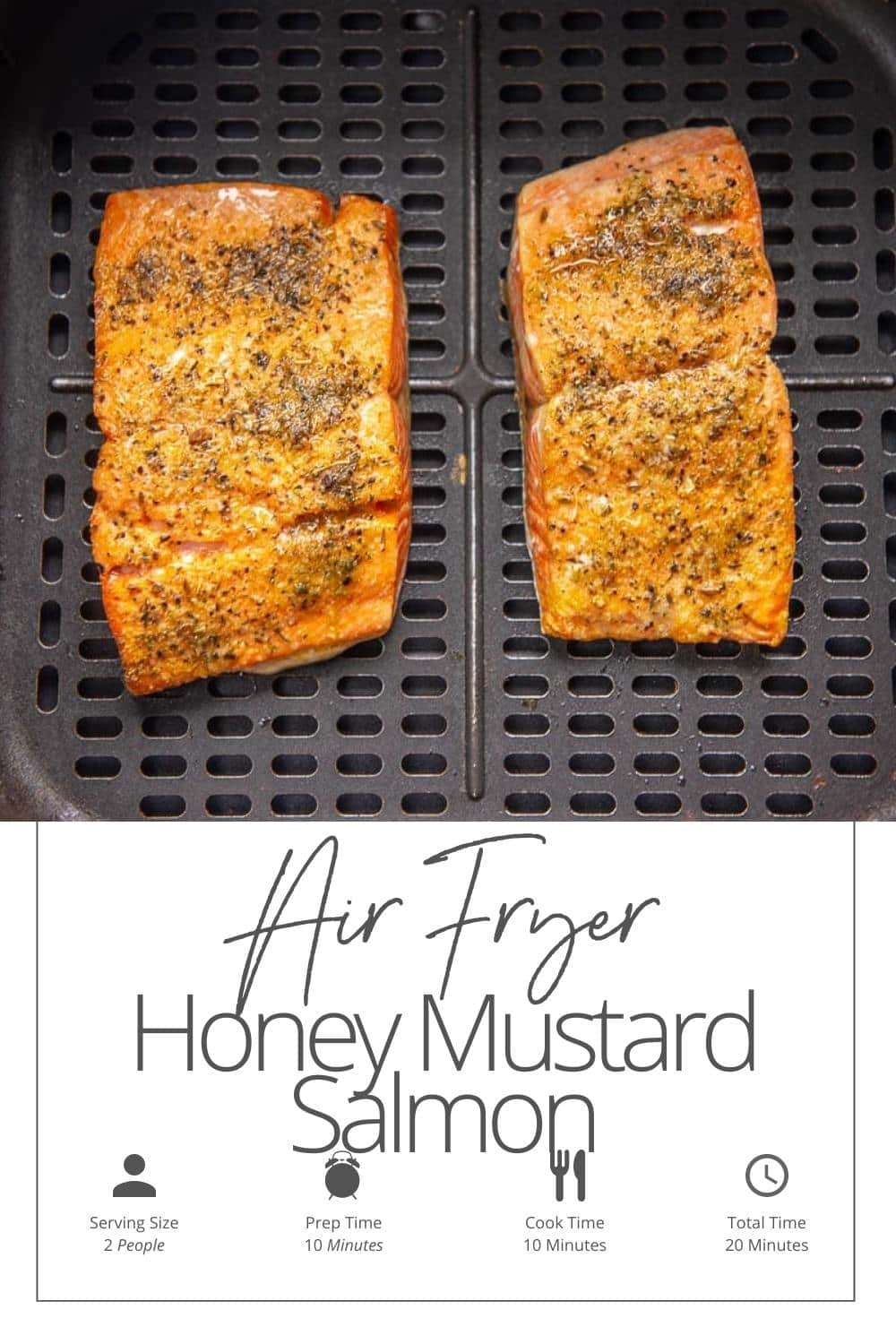 Air Fryer Honey Mustard Salmon - Garnished Plate