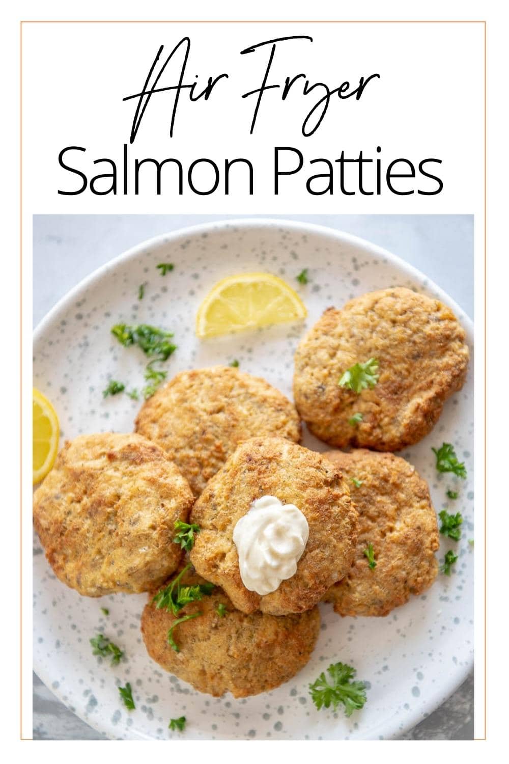 Air Fryer Salmon Patties - Garnished Plate