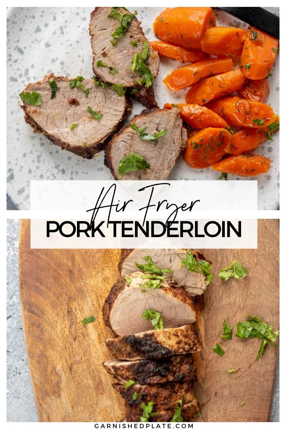 Air Fryer Pork Tenderloin - Garnished Plate