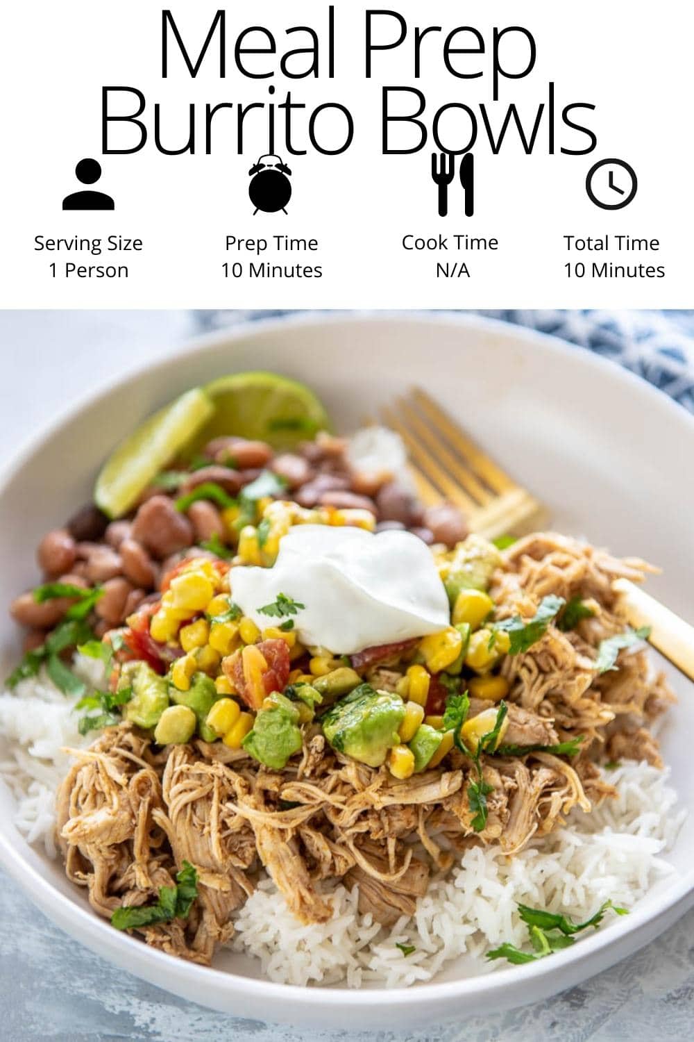 Meal Prep Burrito Bowls - Garnished Plate