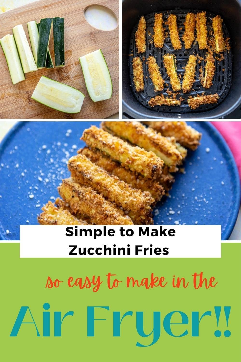 Air Fryer Zucchini Fries Garnished Plate