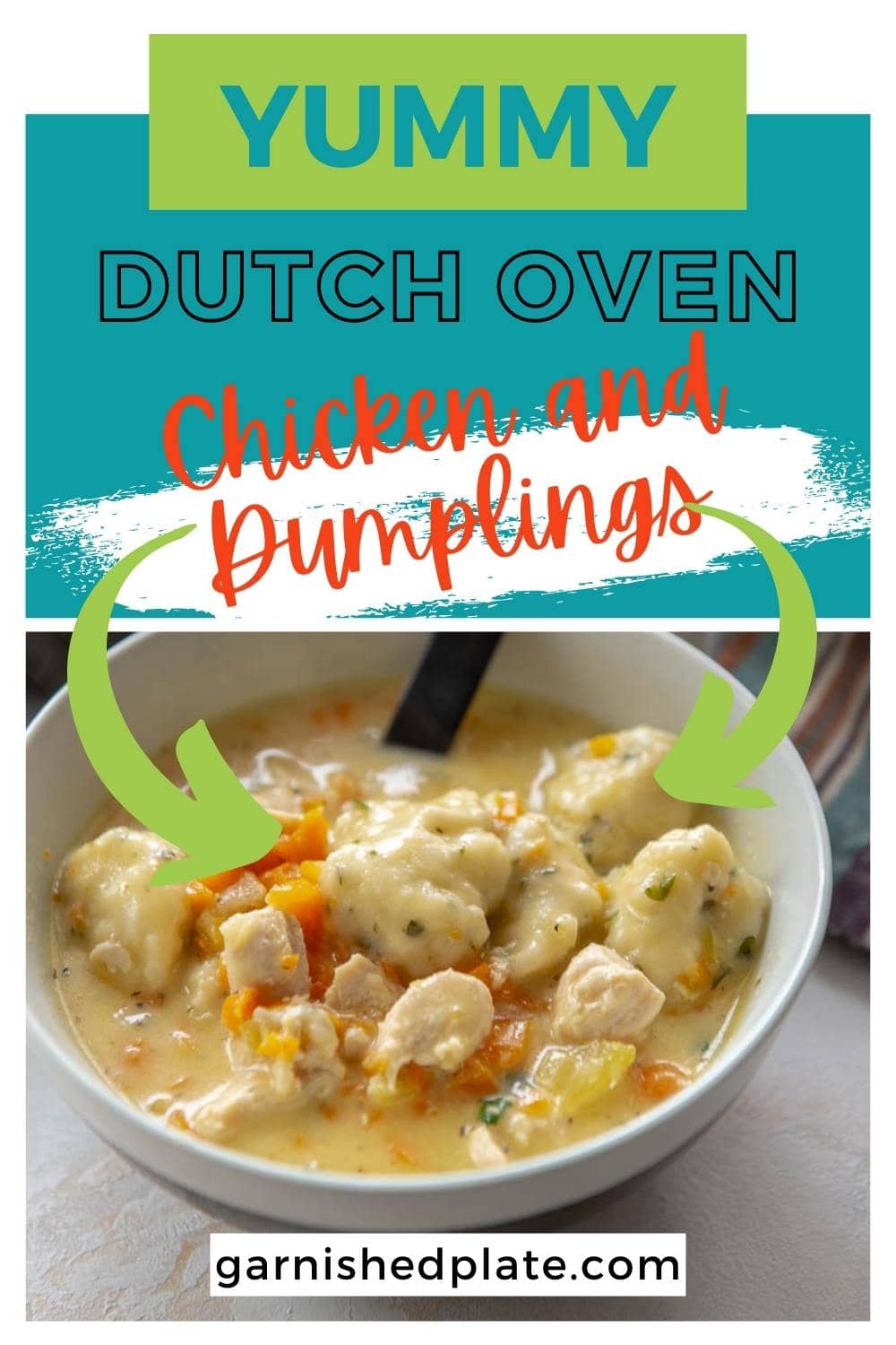 Dutch Oven Chicken and Dumplings - Garnished Plate