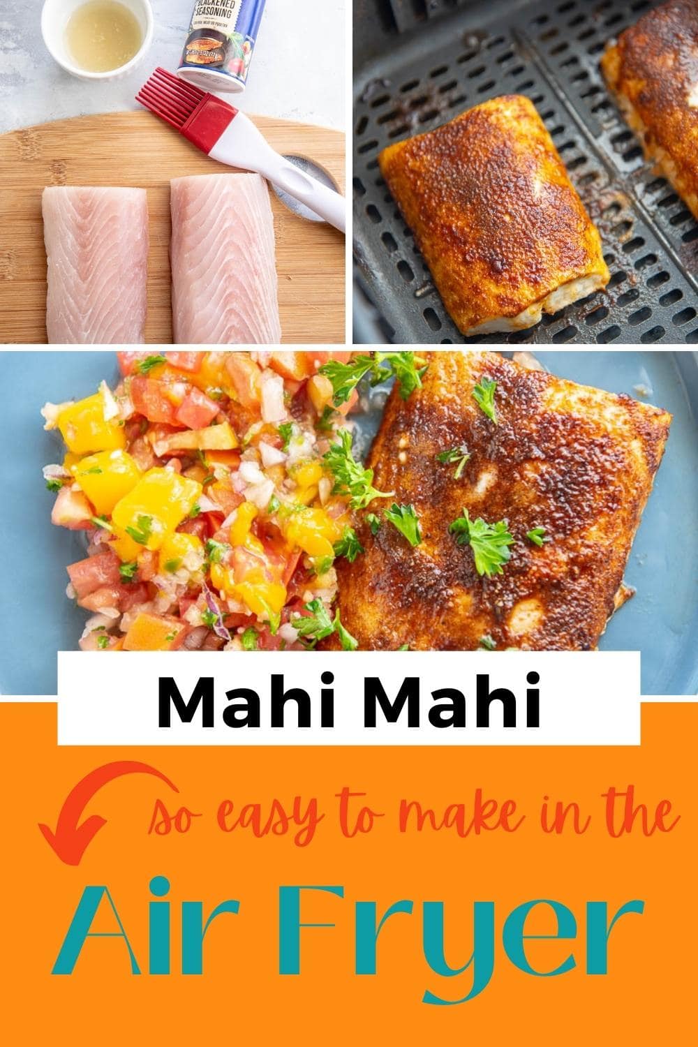 Air Fryer Mahi Mahi Garnished Plate