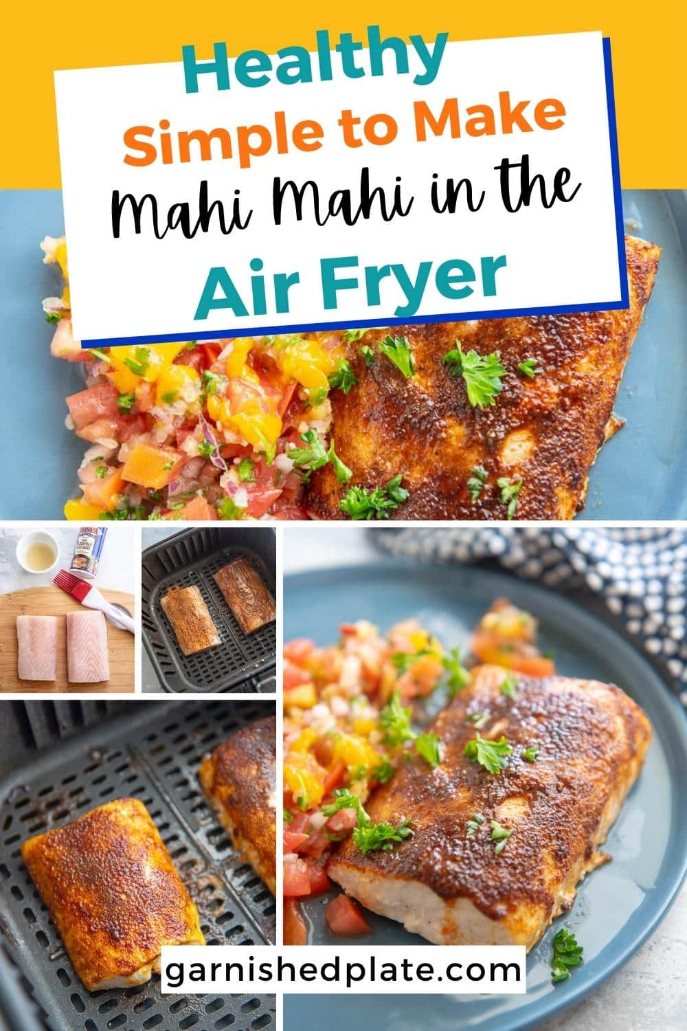Air Fryer Mahi Mahi Garnished Plate