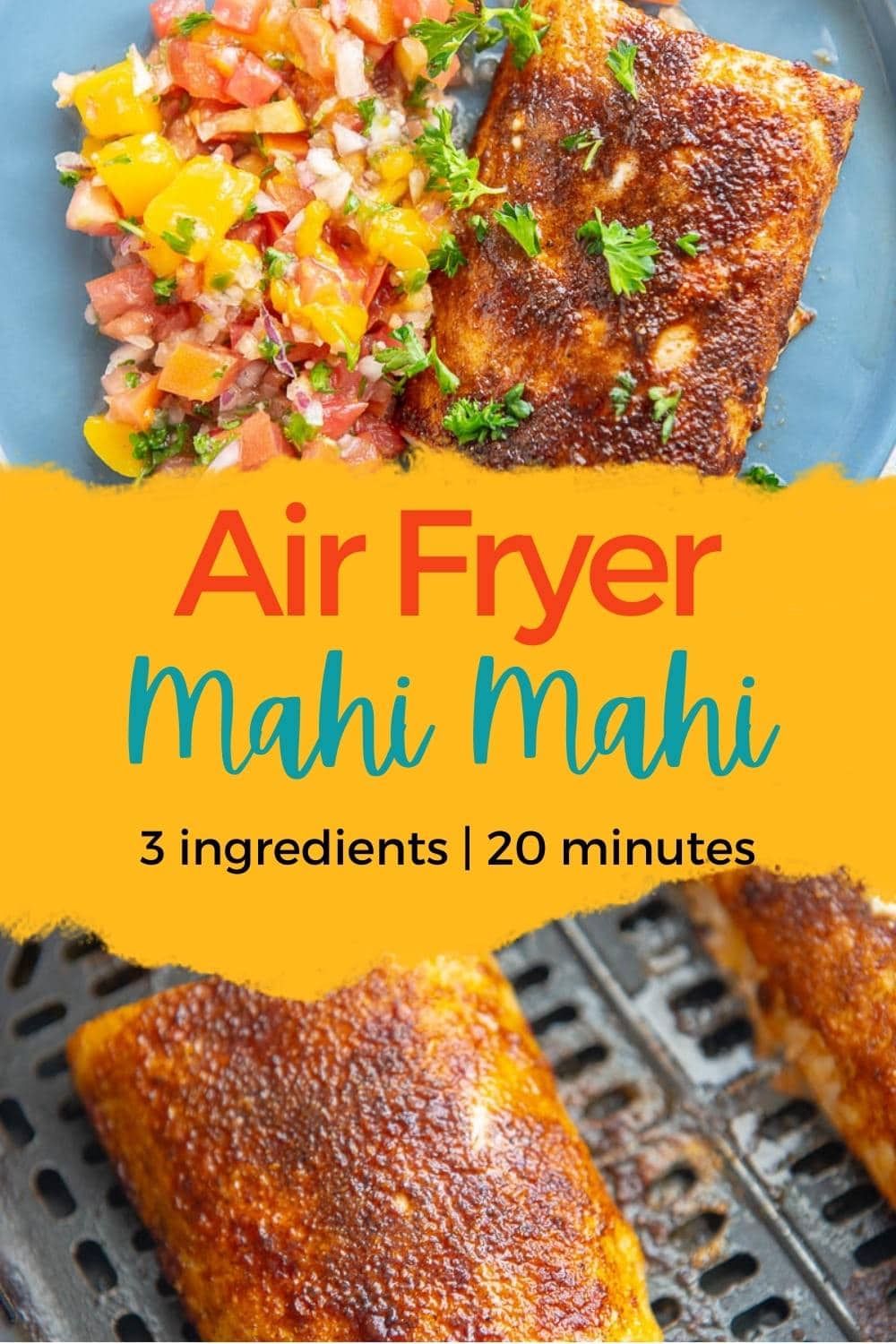 Air Fryer Mahi Mahi Garnished Plate