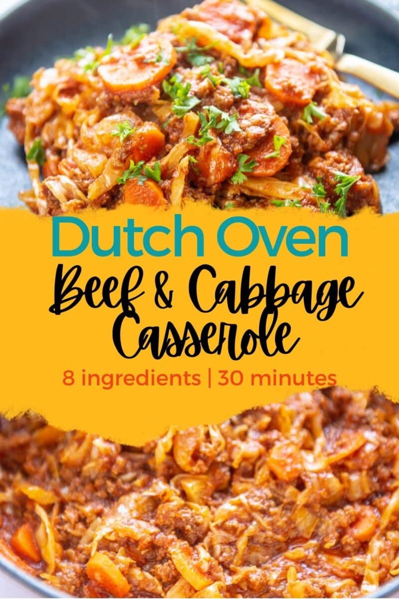 Dutch Oven Beef and Cabbage Casserole - Garnished Plate
