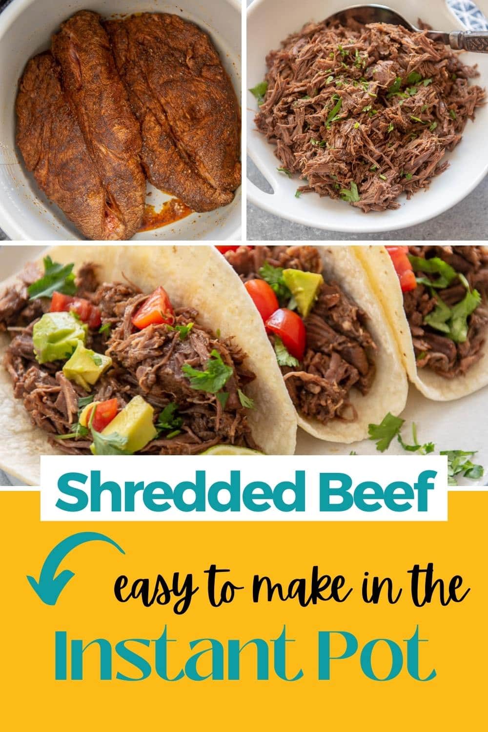 Instant Pot Shredded Beef - Garnished Plate