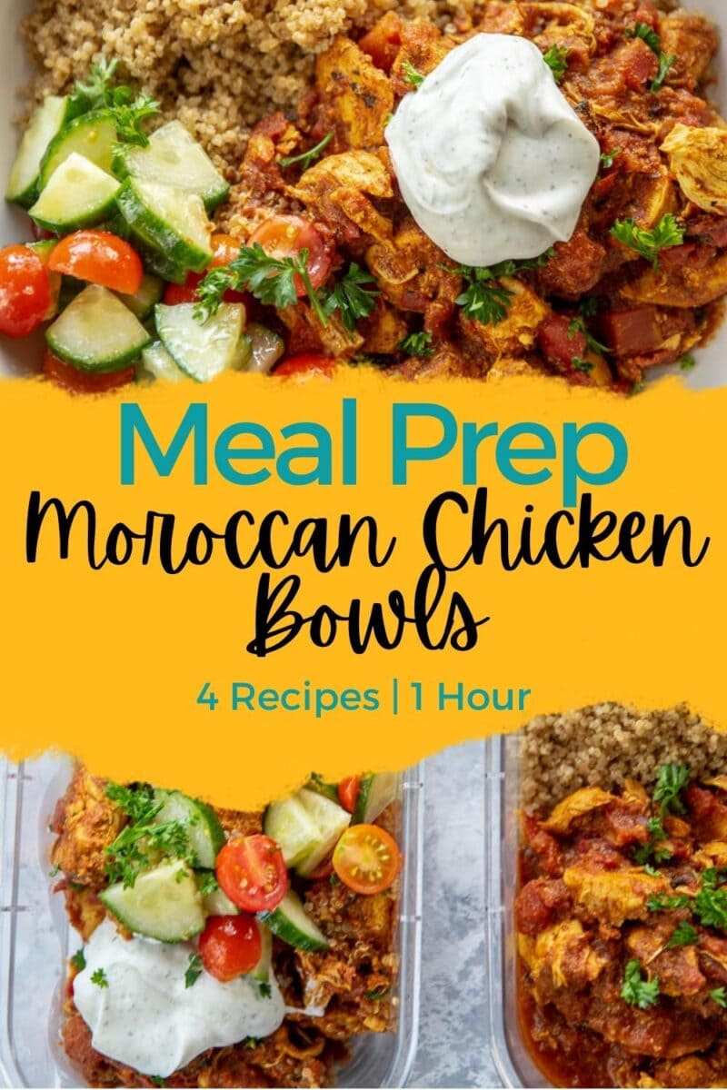Meal Prep Moroccan Chicken Bowls - Garnished Plate