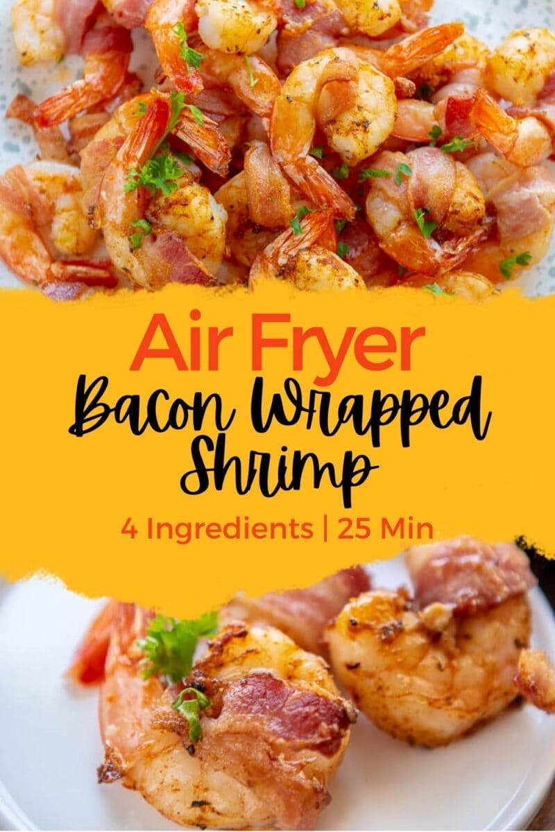 Air Fryer Bacon Wrapped Shrimp - Garnished Plate