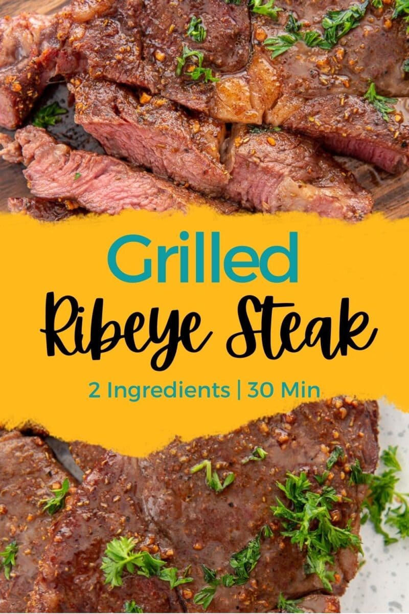 How to Cook Ribeye Steak on the Grill - Garnished Plate