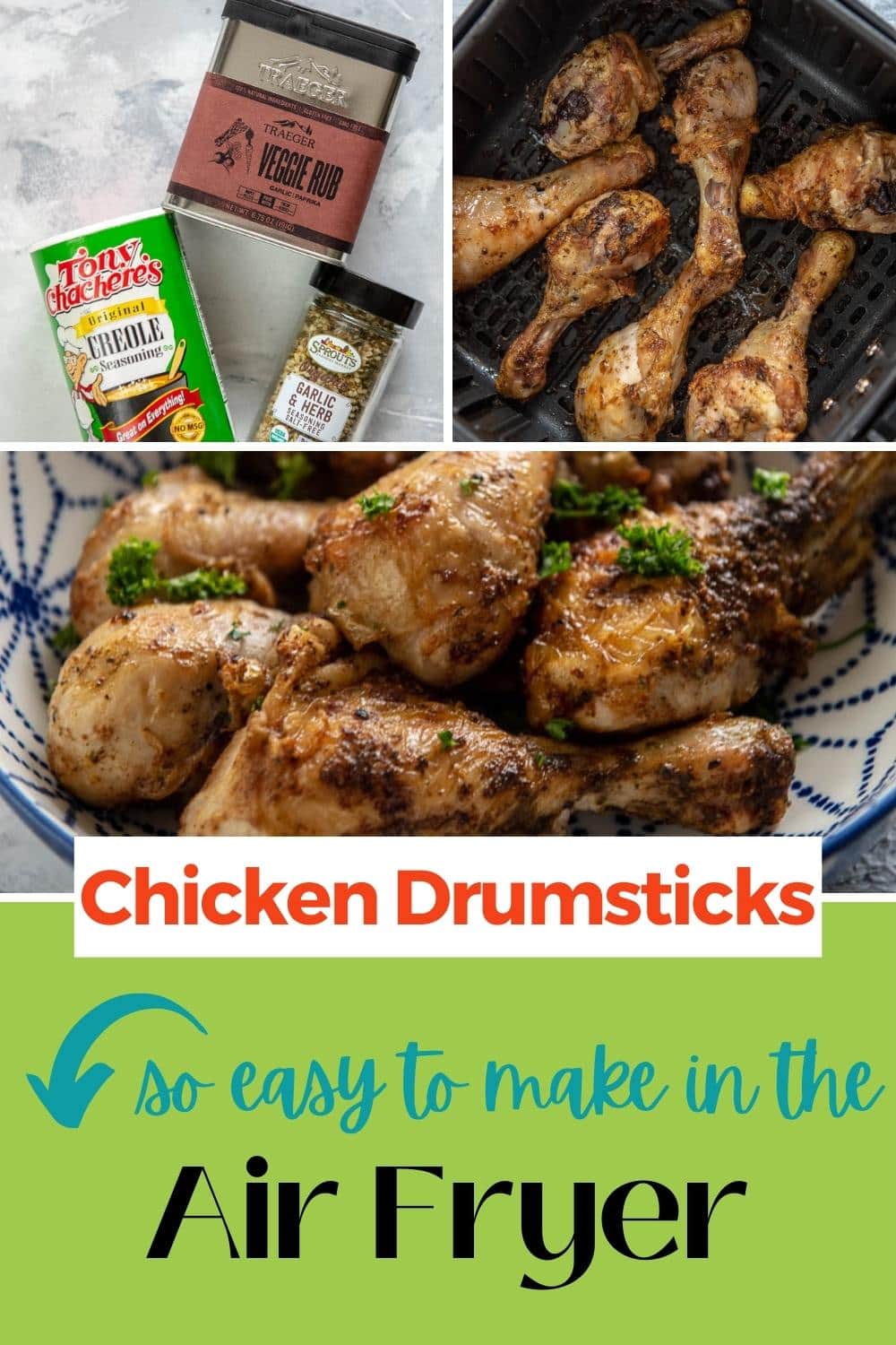 Air Fryer Chicken Drumsticks - Garnished Plate