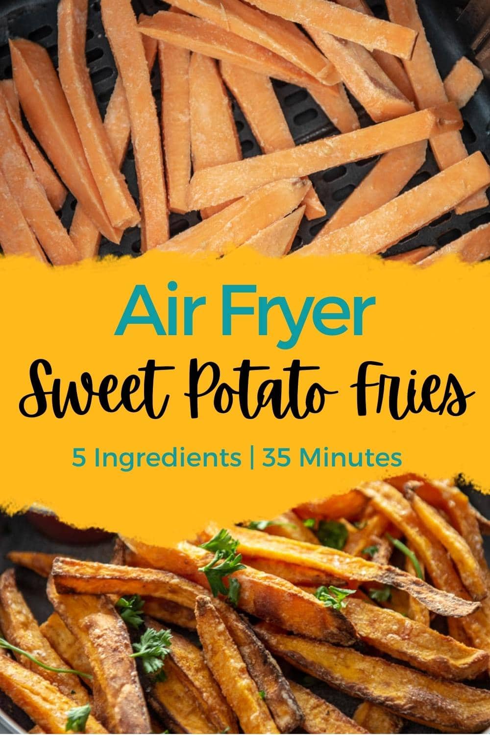 Air Fryer Sweet Potato Fries Garnished Plate