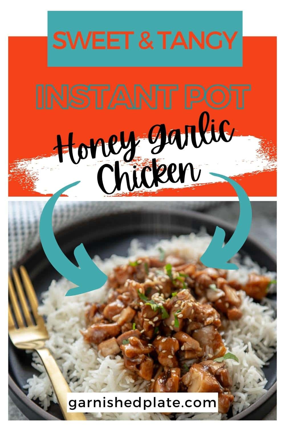 Instant Pot Honey Garlic Chicken - Garnished Plate