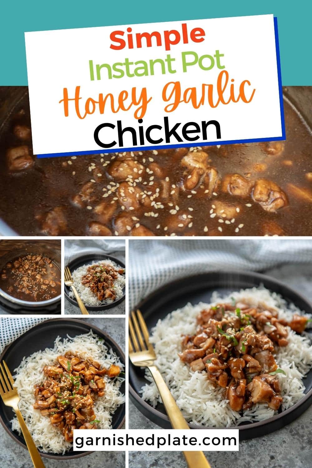 Instant Pot Honey Garlic Chicken - Garnished Plate