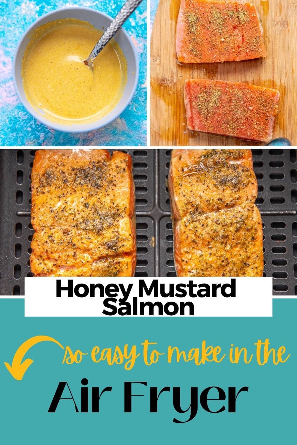 Air Fryer Honey Mustard Salmon - Garnished Plate