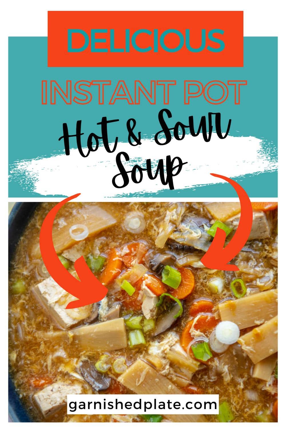 Instant Pot Hot and Sour Soup - Garnished Plate