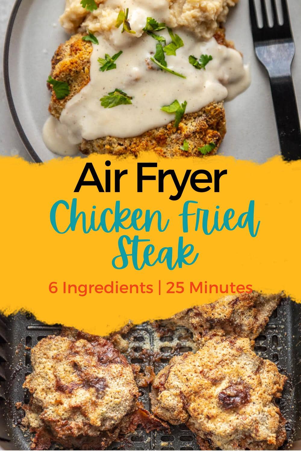 Air Fryer Chicken Fried Steak - Garnished Plate