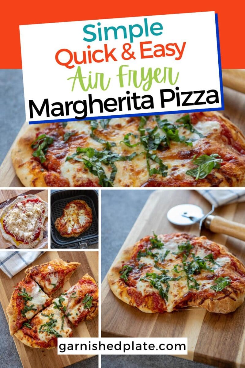 Air Fryer Margherita Pizza - Garnished Plate