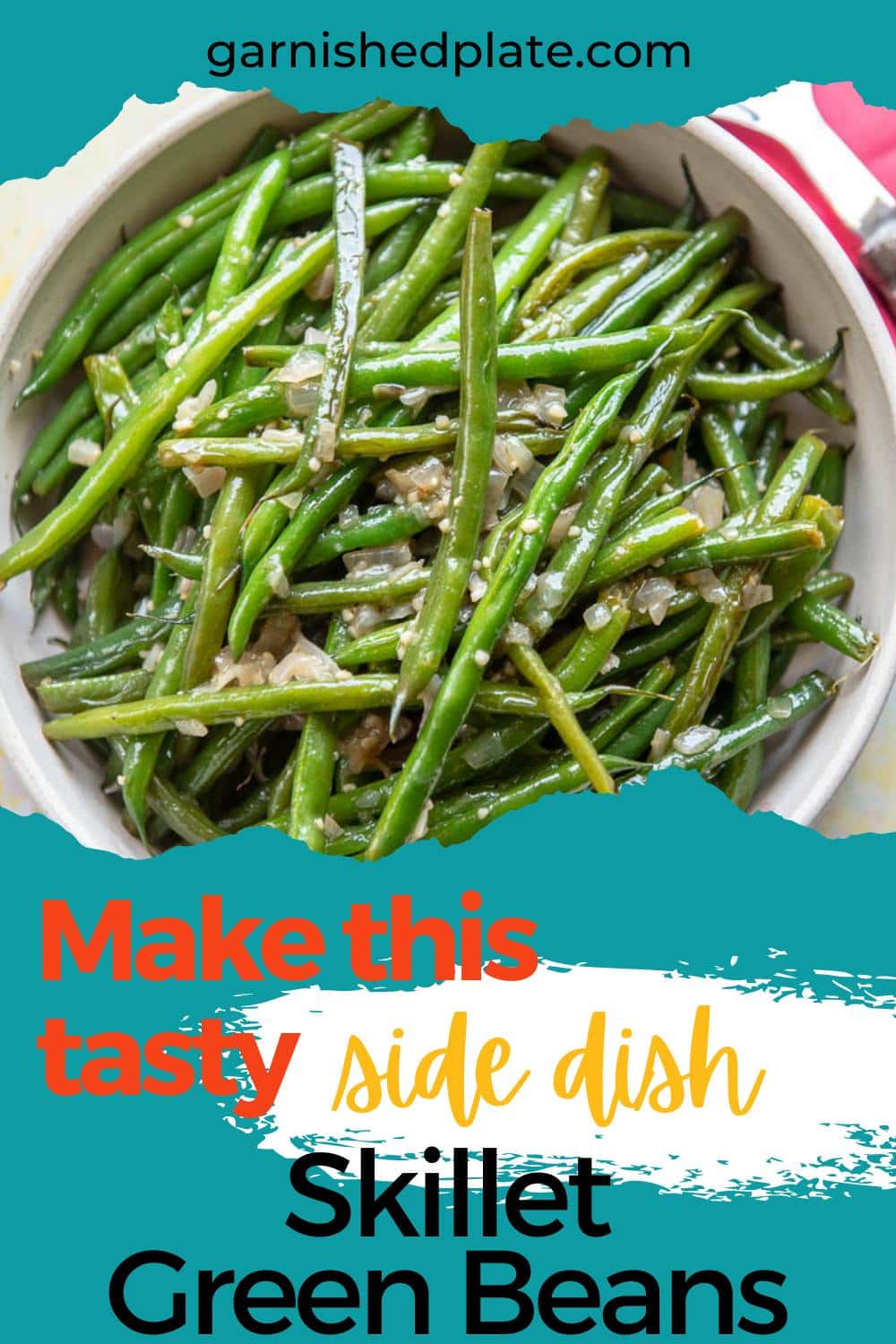Skillet Green Beans Garnished Plate