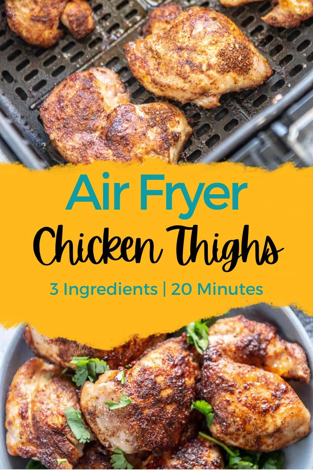 Air Fryer Chicken Thighs - Garnished Plate