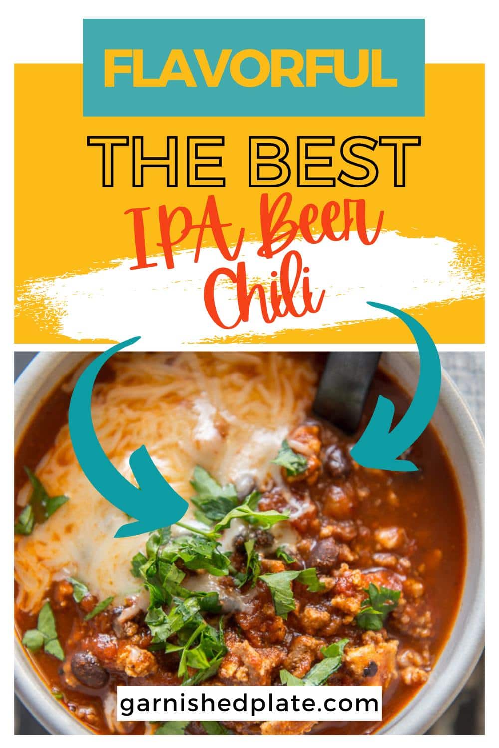 The Best IPA Beer Chili - Garnished Plate