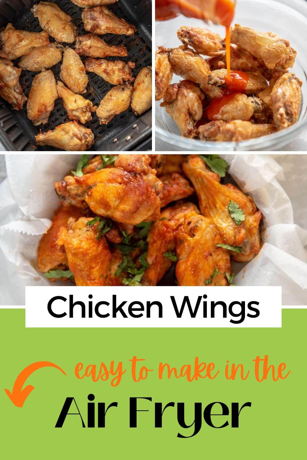 Easy Air Fryer Chicken Wings - Garnished Plate