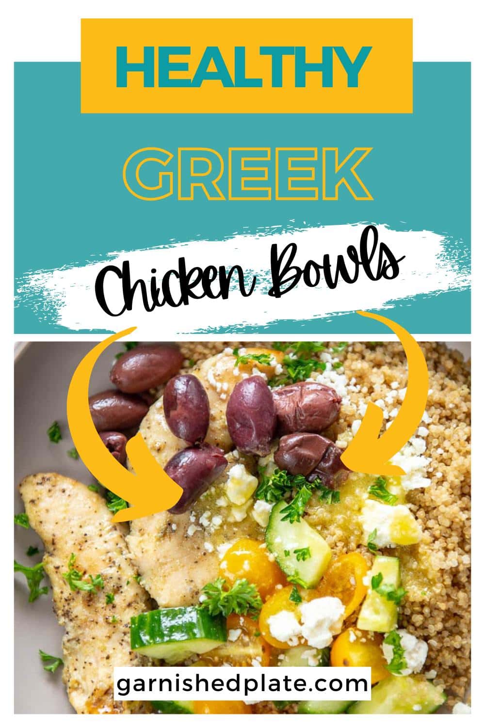 Greek Chicken Bowls - Garnished Plate