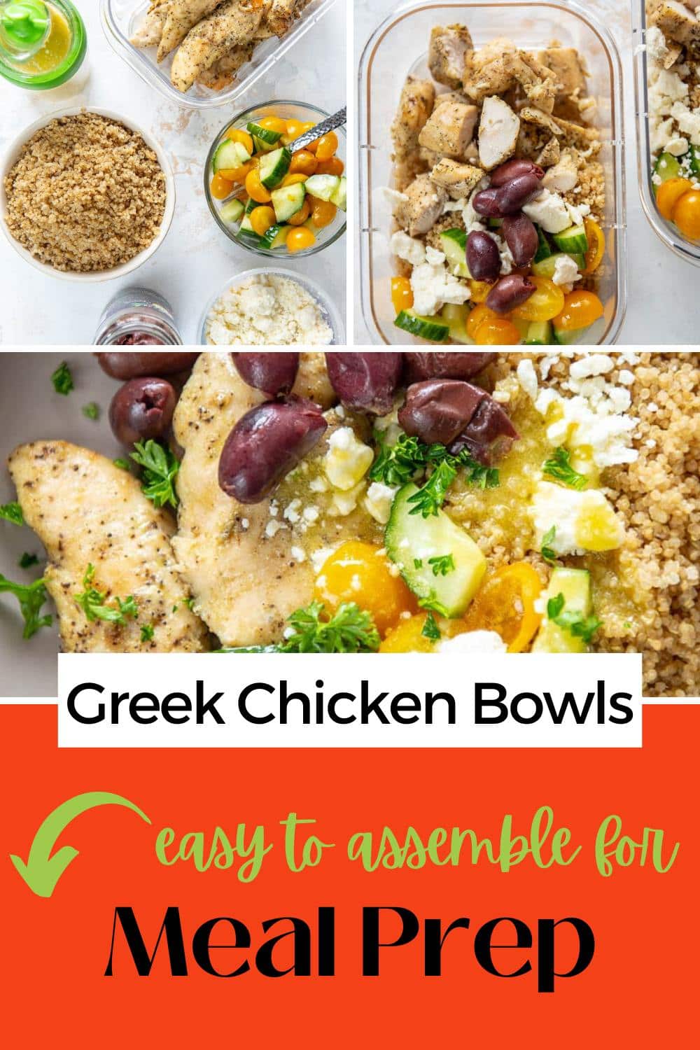 Greek Chicken Bowls - Garnished Plate