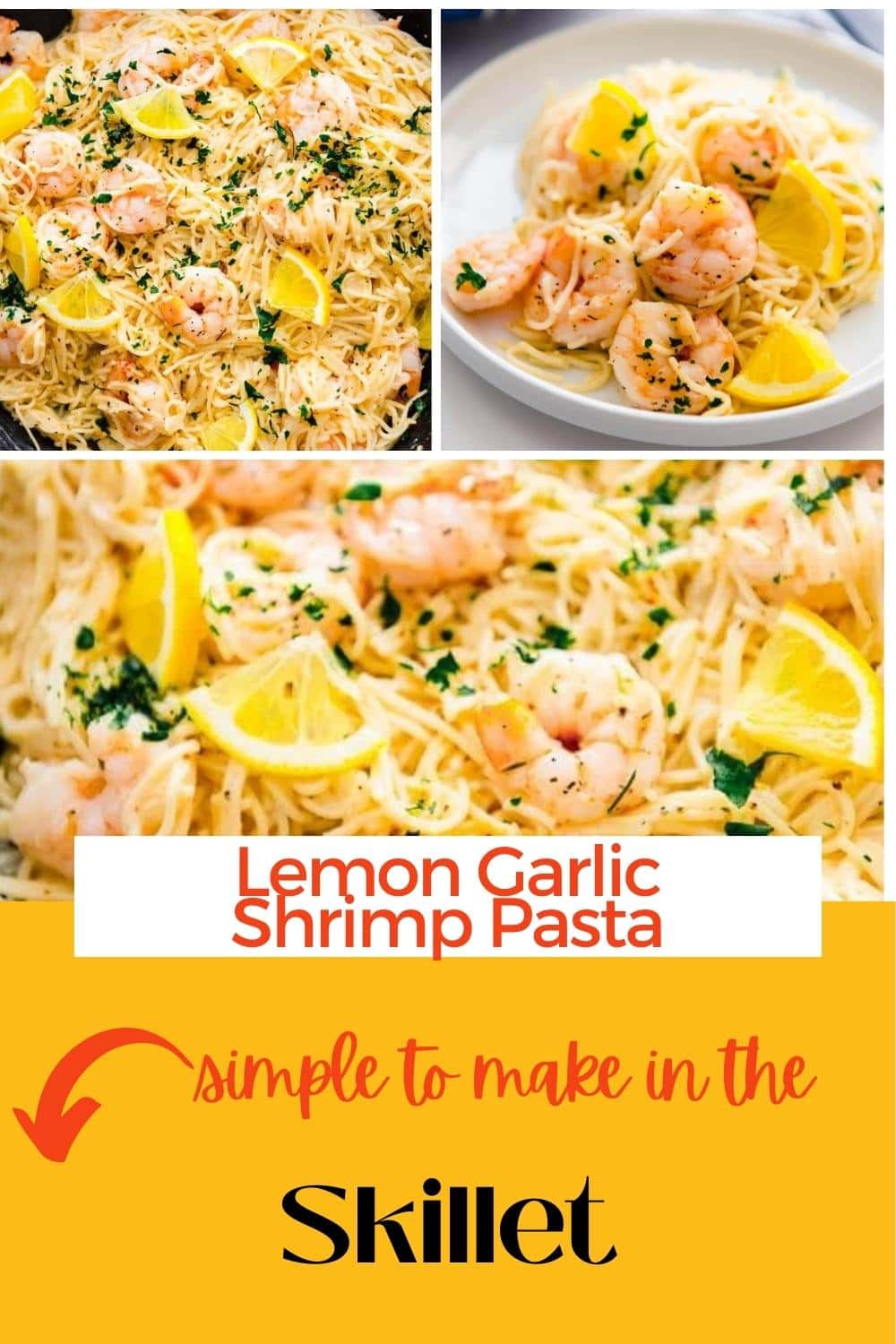 Lemon Garlic Shrimp Pasta - Garnished Plate