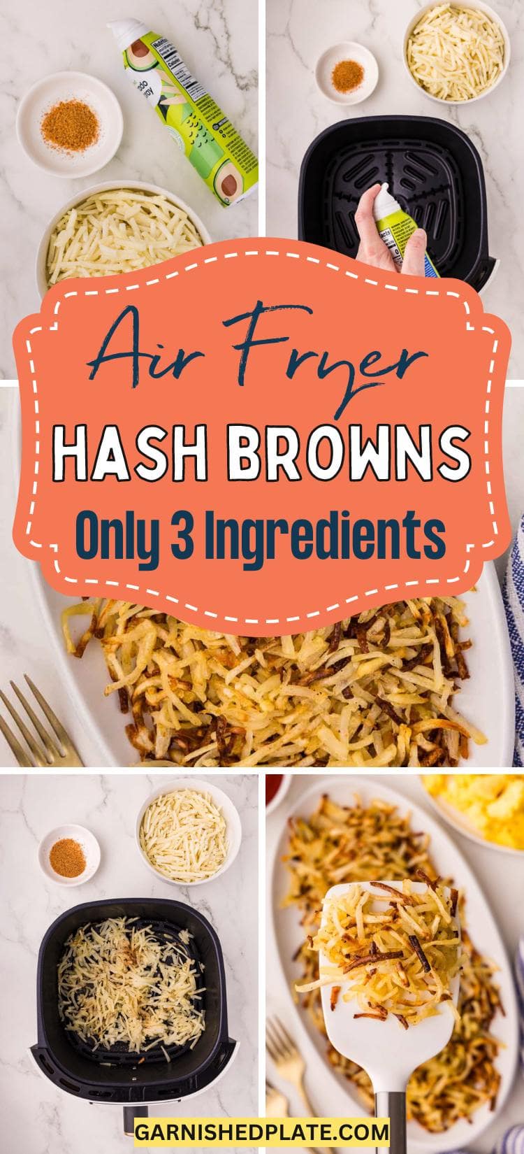 Air Fryer Hash Browns Garnished Plate