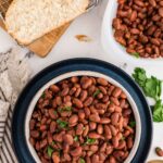 Pinto beans cooked and garnished in instant pot