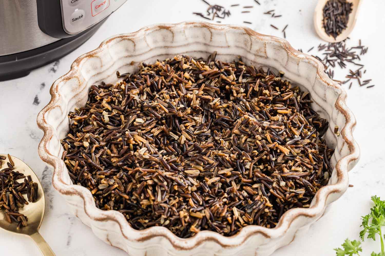 Instant Pot Wild Rice served in bowl