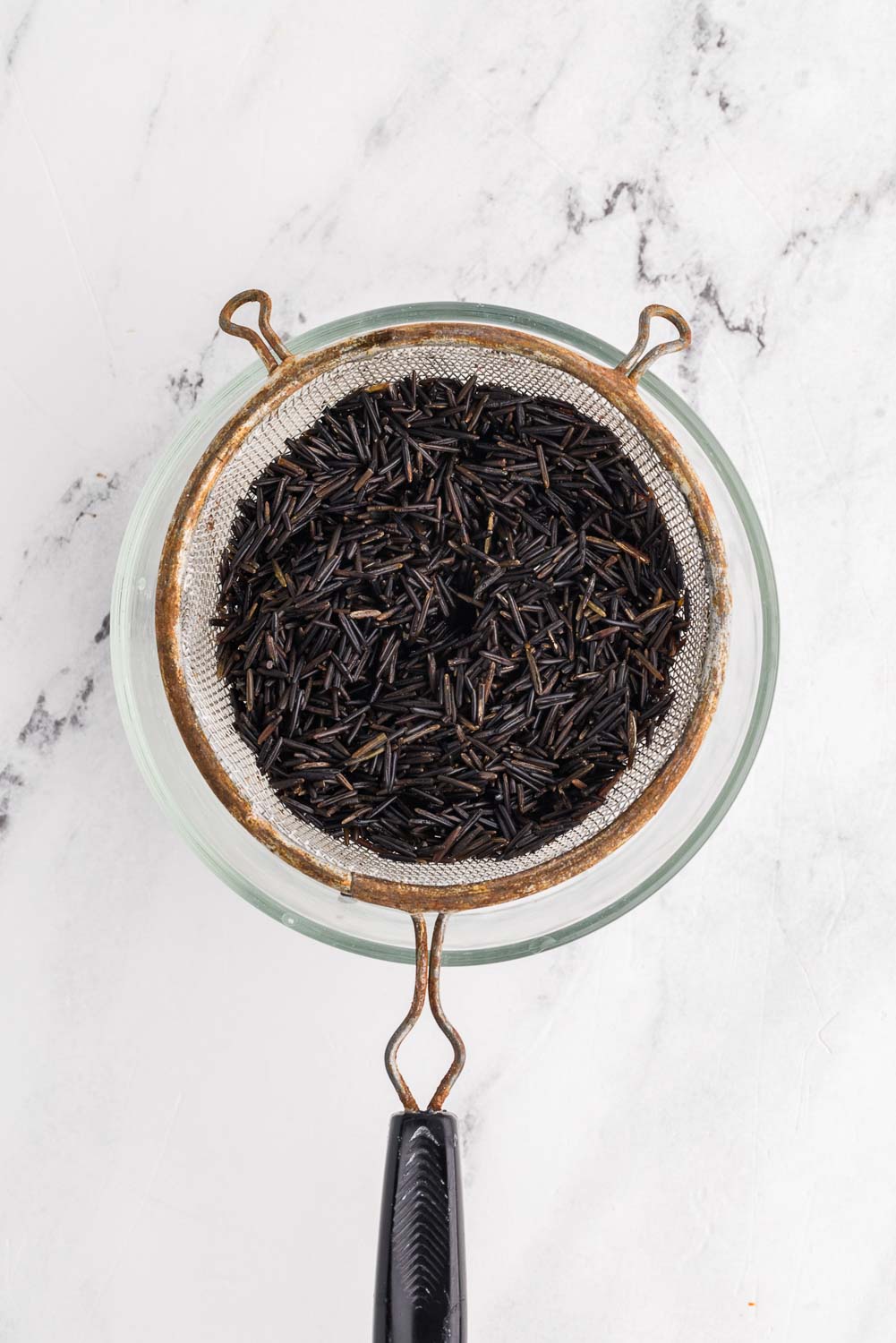 Wild Rice in colander