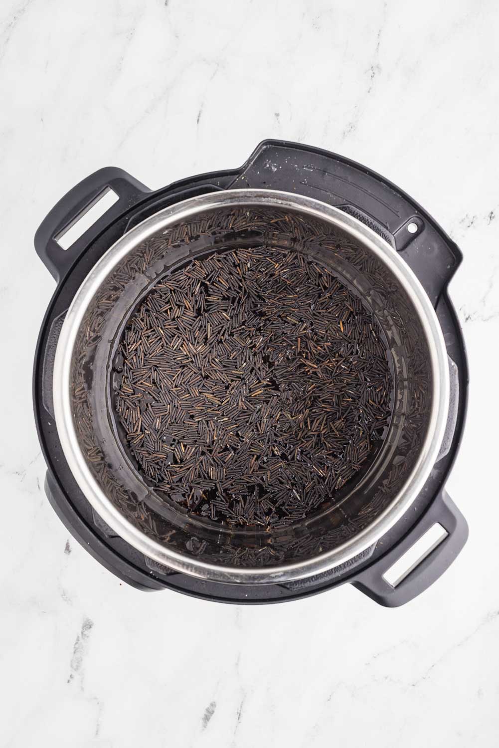 Wild Rice poured into instant pot