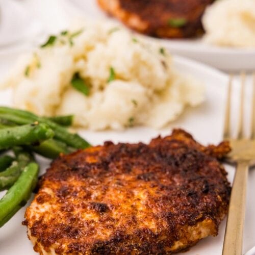 Cooked Boneless Pork Chops served
