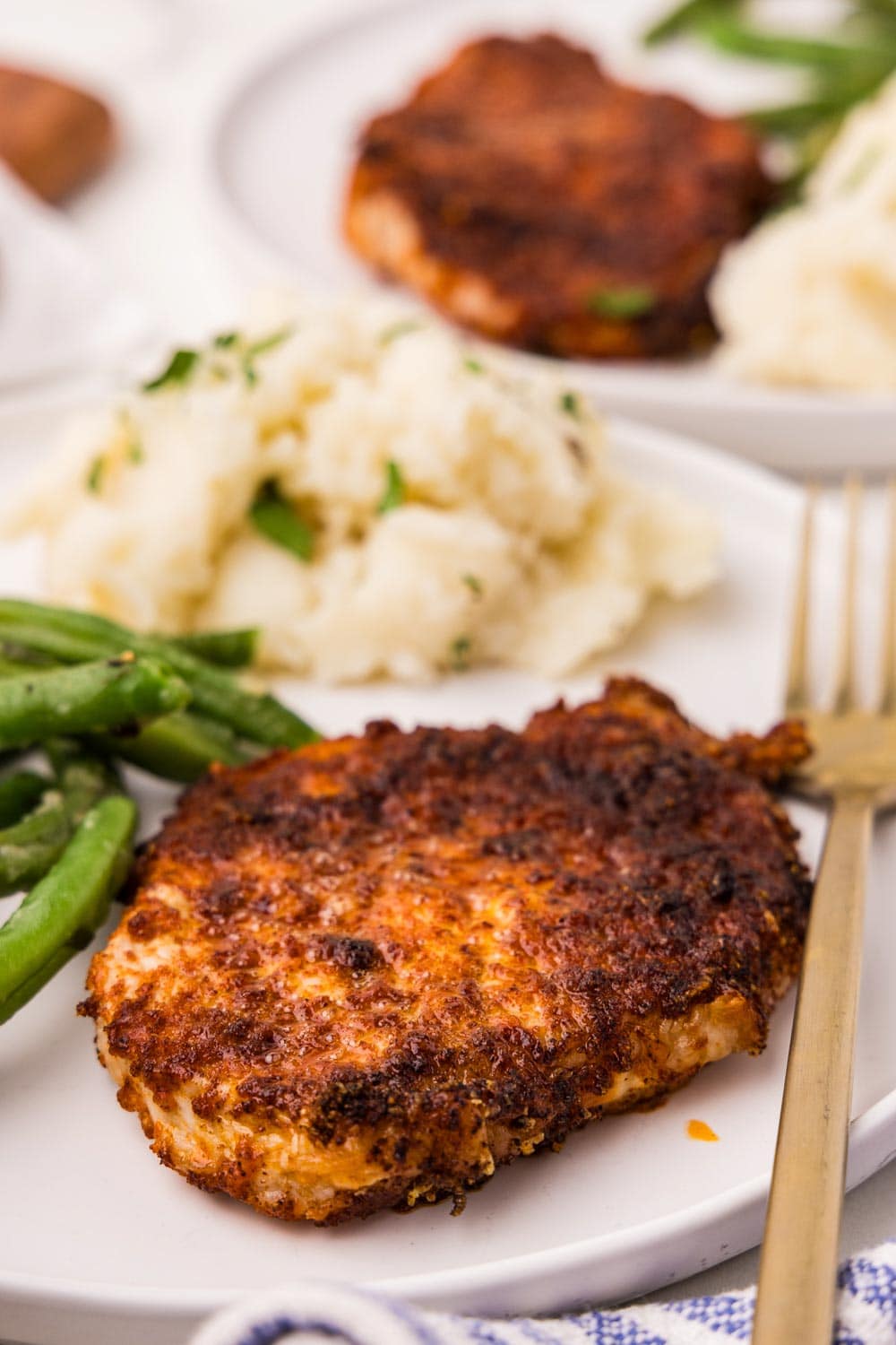 Cooked Boneless Pork Chops served