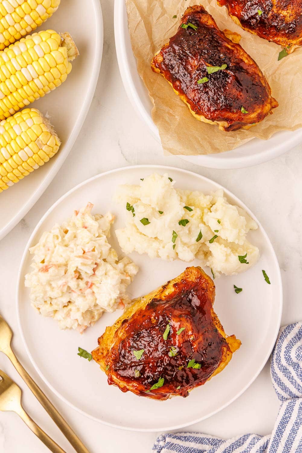 BBQ Chicken served with mashed potatoes