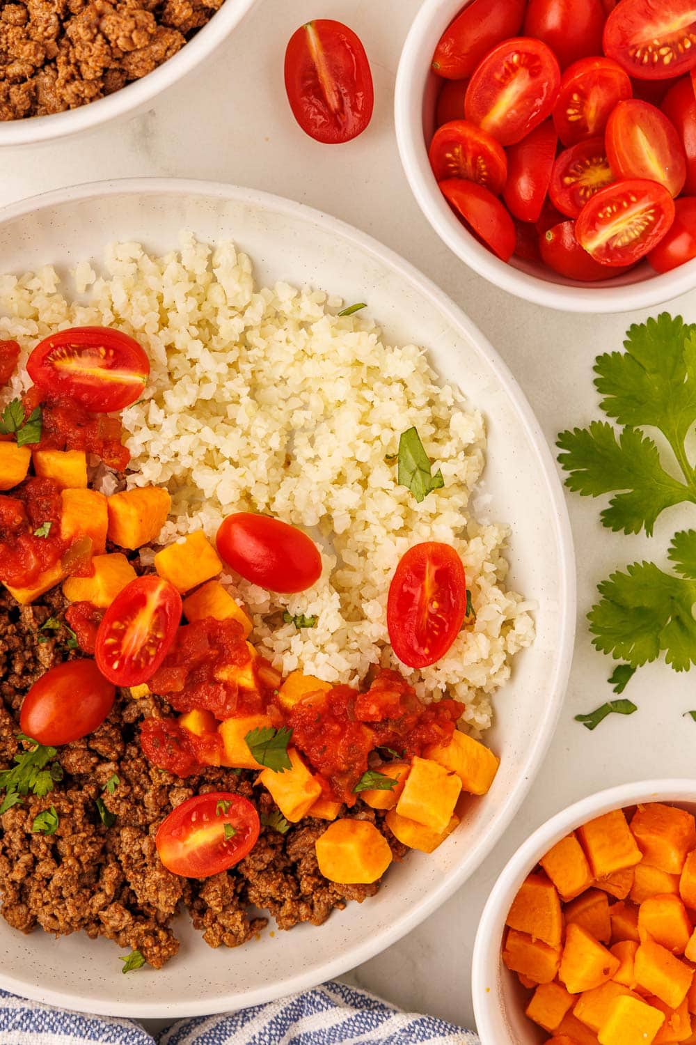Quick & Easy Taco Bowl served and garnished