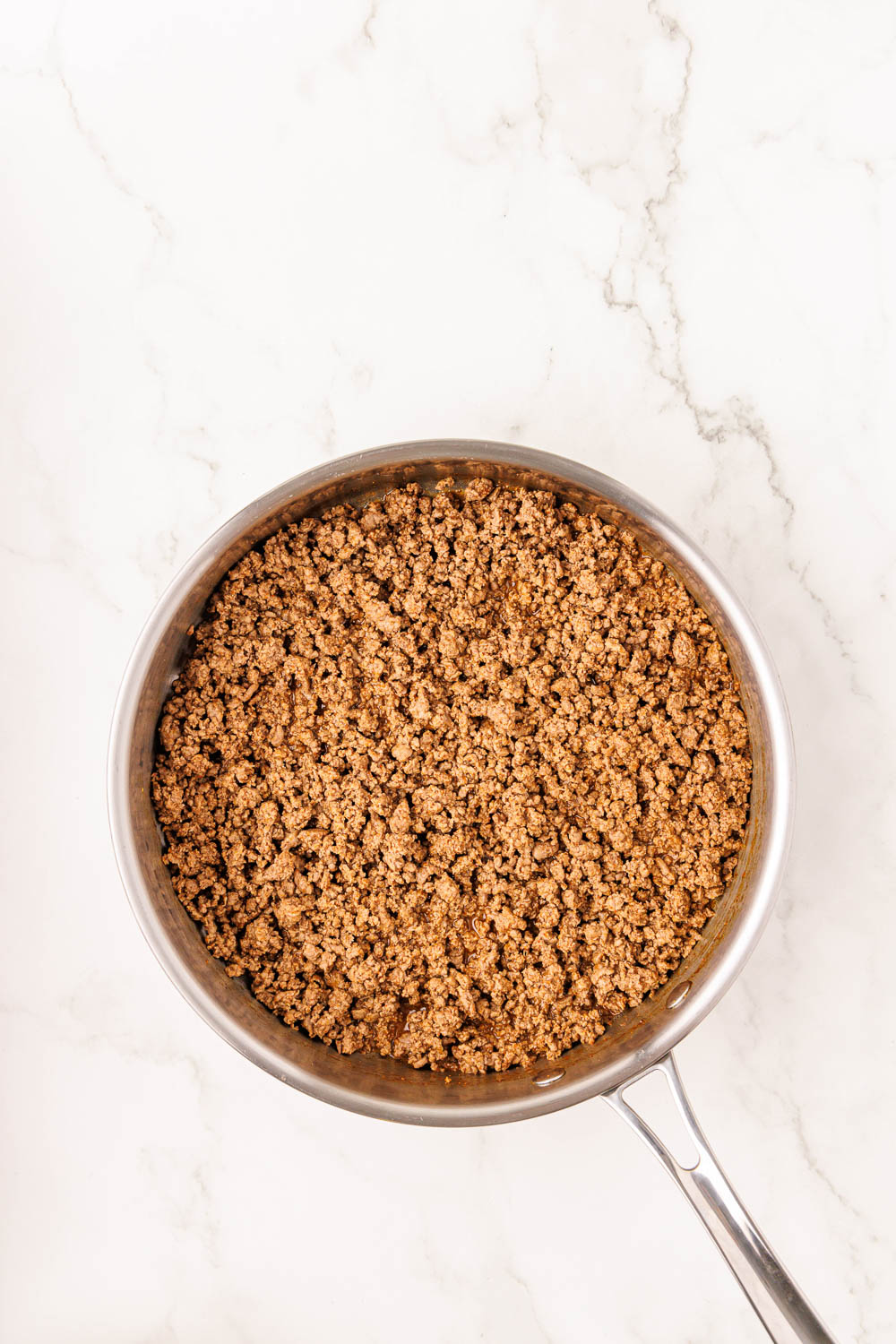 Taco meat in pan